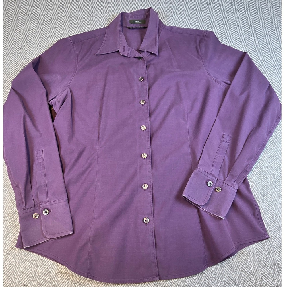 Eddie Bauer Womens Large Purple Button Down Shirt Stretch Wrinkle Resistant L